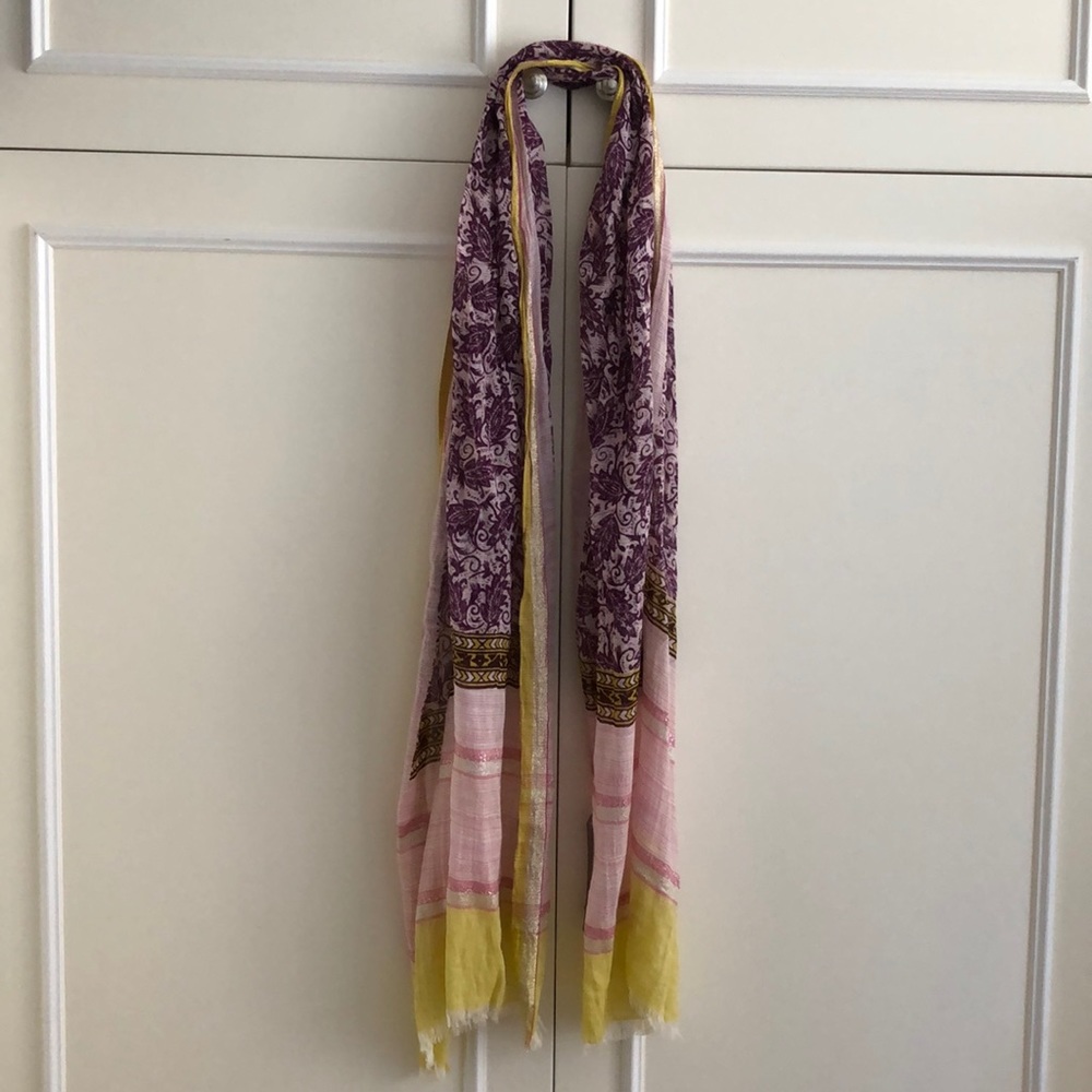 Soft beautiful designed scarf purple, pink, yellow